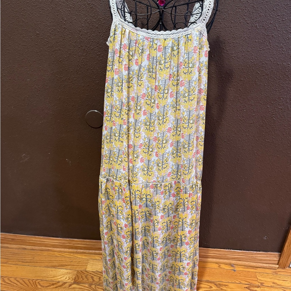Zara Yellow and Pink Floral Dress with Lace Straps